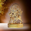 Handcrafted metal statue of Goddess Durga Mata, showcasing intricate detailing and a golden finish, ideal for pooja rooms and spiritual decor