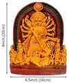 Terracotta idol of Goddess Durga, depicting the Mahishasuramardini battle, intricately crafted, perfect for home decor or puja