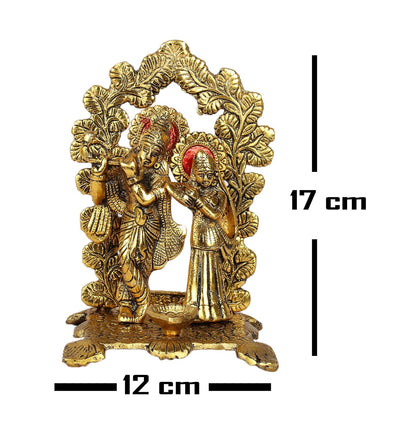 Gold oxidized metal Radha Krishna idol, intricately crafted with elegant details, ideal for home decor, altar, or as a thoughtful gift.