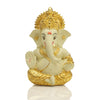 Handcrafted gold-plated Ganesha idol made of ceramic, symbolizing protection and good fortune, ideal for car interiors and altars.