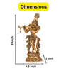 Handcrafted gold-plated Krishna statue playing the flute, featuring intricate details and vibrant colors, ideal for home decor or altar.