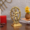 Gold-plated Nataraja statue, intricately crafted metal idol of Lord Shiva, showcasing divine energy and grace, ideal for home decor and altars.