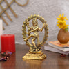 Gold-plated Nataraja statue, intricately crafted metal idol of Lord Shiva, showcasing divine energy and grace, ideal for home decor and altars.