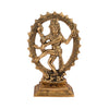 Gold-plated Nataraja statue, intricately crafted metal idol of Lord Shiva, showcasing divine energy and grace, ideal for home decor and altars.