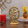 Gold-plated Nataraja statue, intricately crafted metal idol of Lord Shiva, showcasing divine energy and grace, ideal for home decor and altars.