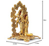 Gold-plated Radha Krishna statue playing the flute, intricately designed with an antique finish, ideal for home decor or as a thoughtful gift.