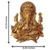 Handcrafted golden Ganesh idol wall hanging, made of metal, symbolizing prosperity and wisdom, 26 cm x 21 cm x 3 cm, perfect for home decor and altars.