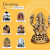 Handcrafted brass Ganesha idol, showcasing intricate details, ideal for home decor and spiritual practices, measuring 6L x 4.5W x 8.4H cm