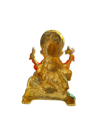 Handcrafted brass Ganesha idol, 200 grams, measuring 5.3x1.6x7 cm, perfect for car dashboard, symbolizing wisdom, prosperity, and protection."