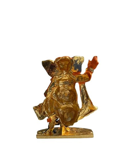 Handcrafted brass Ganesha idol, 250 grams, measuring 6.5x4.7x1.7 cm, ideal for car dashboard, symbolizing wisdom, prosperity, and protection."