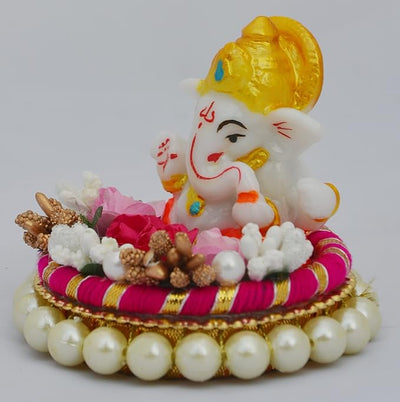 Handcrafted Ganesha idol made of durable Polyresin, measuring 20 cm x 15 cm x 2 cm, symbolizing wisdom and prosperity for home decor
