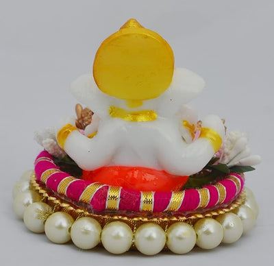 Handcrafted Ganesha idol made of durable Polyresin, measuring 20 cm x 15 cm x 2 cm, symbolizing wisdom and prosperity for home decor