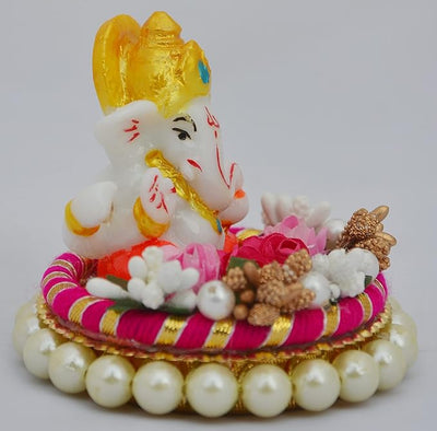 Handcrafted Ganesha idol made of durable Polyresin, measuring 20 cm x 15 cm x 2 cm, symbolizing wisdom and prosperity for home decor