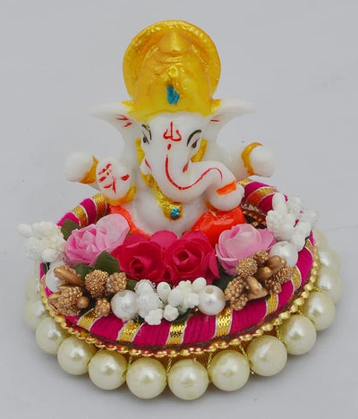 Handcrafted Ganesha idol made of durable Polyresin, measuring 20 cm x 15 cm x 2 cm, symbolizing wisdom and prosperity for home decor