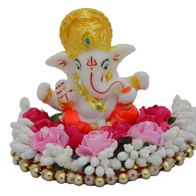 Handcrafted Ganesha idol made of durable Polyresin, measuring 20 cm x 15 cm x 2 cm and weighing 520 grams, symbolizing wisdom and prosperity