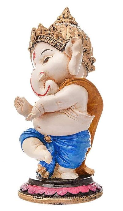 Handcrafted Ganesha idol made of resin, measuring 6L x 6W x 15H cm, showcasing intricate details, ideal for altars and spiritual decor