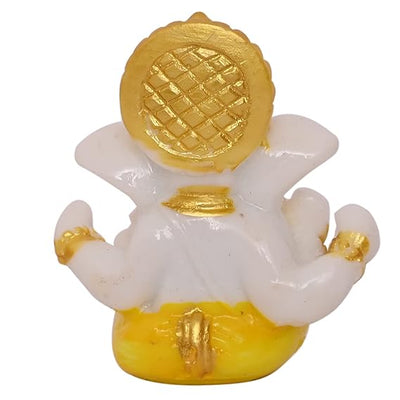 Handcrafted resin Ganesha idol measuring 7x7x3 cm, ideal for car dashboards, home decor, and gifting.