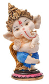 Handcrafted Ganesha idol made of resin, measuring 6L x 6W x 15H cm, showcasing intricate details, ideal for altars and spiritual decor