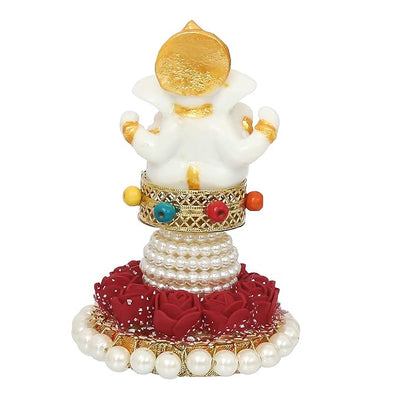 Handcrafted metal Ganesha idol, 300 grams, measuring 8x8x12 cm, perfect for home altar or car décor, symbolizing wisdom, success, and spiritual protection.