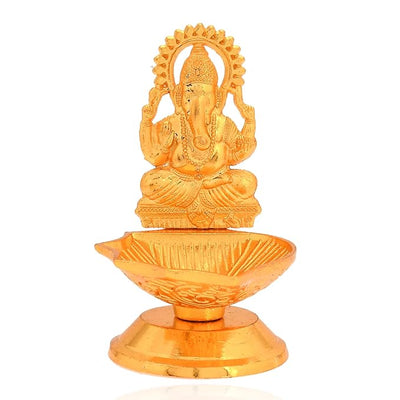 Handcrafted metal Ganesha idol, 300 grams, measuring 8x8x8 cm, perfect for home altar or car décor, symbolizing wisdom, prosperity, and spiritual protection."