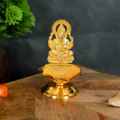 Handcrafted metal Ganesha idol, 300 grams, measuring 8x8x8 cm, perfect for home altar or car décor, symbolizing wisdom, prosperity, and spiritual protection."