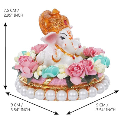 Handcrafted metal Ganesha idol, 300 grams, measuring 12.7x9x7.5 cm, perfect for home altar or car décor, symbolizing wisdom, prosperity, and divine blessings."