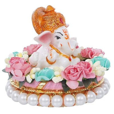 Handcrafted metal Ganesha idol, 300 grams, measuring 12.7x9x7.5 cm, perfect for home altar or car décor, symbolizing wisdom, prosperity, and divine blessings."