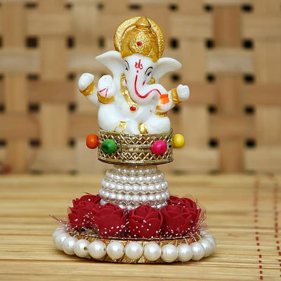 Handcrafted metal Ganesha idol, 300 grams, measuring 8x8x12 cm, perfect for home altar or car décor, symbolizing wisdom, success, and spiritual protection.