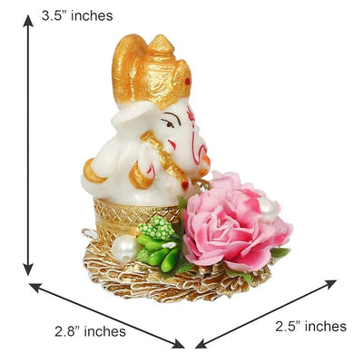 Handcrafted metal Ganesha idol, 400 grams, measuring 6x7x8 cm, perfect for home altar or car décor, symbolizing wisdom, prosperity, and divine protection."