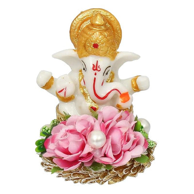 Handcrafted metal Ganesha idol, 400 grams, measuring 6x7x8 cm, perfect for home altar or car décor, symbolizing wisdom, prosperity, and divine protection."