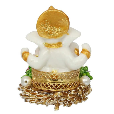 Handcrafted metal Ganesha idol, 400 grams, measuring 6x7x8 cm, perfect for home altar or car décor, symbolizing wisdom, prosperity, and divine protection."