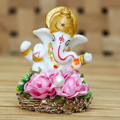 Handcrafted metal Ganesha idol, 400 grams, measuring 6x7x8 cm, perfect for home altar or car décor, symbolizing wisdom, prosperity, and divine protection."