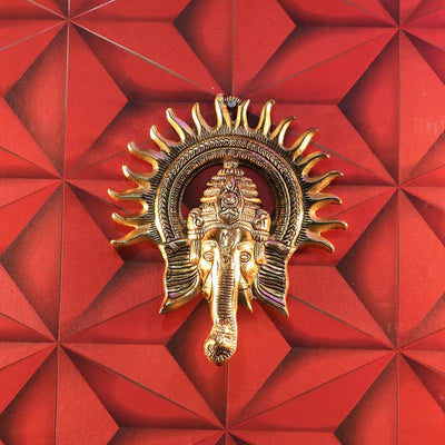 Handcrafted metal Ganesha idol for home decor or altar, symbolizing prosperity and wisdom, 9x6x8 cm, 400g, perfect for Hindu faith and gifting.