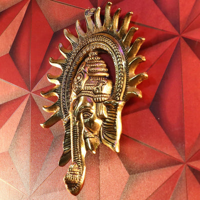 Handcrafted metal Ganesha idol for home decor or altar, symbolizing prosperity and wisdom, 9x6x8 cm, 400g, perfect for Hindu faith and gifting.