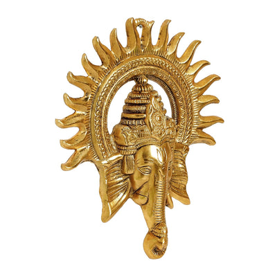 Handcrafted metal Ganesha idol for home decor or altar, symbolizing prosperity and wisdom, 9x6x8 cm, 400g, perfect for Hindu faith and gifting.