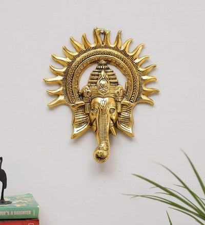 Handcrafted metal Ganesha idol for home decor or altar, symbolizing prosperity and wisdom, 9x6x8 cm, 400g, perfect for Hindu faith and gifting.
