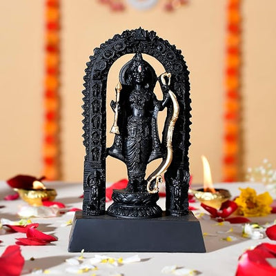 Handcrafted Ram Lalla Idol, 10L x 5W x 17H cm, made of high-quality resin, showcasing intricate details of Lord Ram, perfect for altars