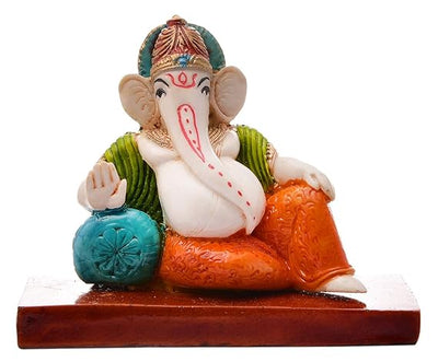 Handcrafted resin Ganesha idol, 400 grams, 15x20x30 cm, ideal for home decoration, spiritual altars, and gifting, symbolizing wisdom and prosperity."