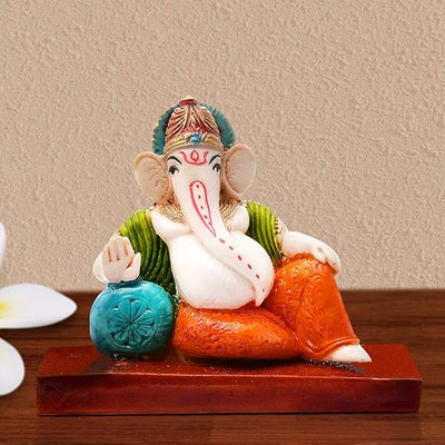 Handcrafted resin Ganesha idol, 400 grams, 15x20x30 cm, ideal for home decoration, spiritual altars, and gifting, symbolizing wisdom and prosperity."