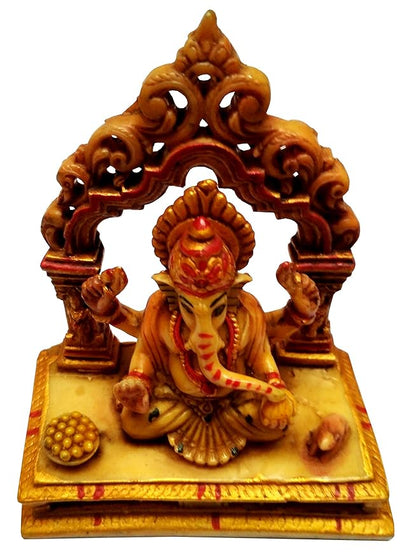 Handcrafted resin Ganesha idol, 426 grams, measuring 10.2x5.1x11.4 cm, ideal for home temple, symbolizing wisdom, prosperity, and divine blessings."