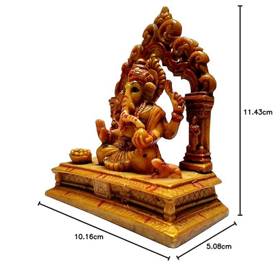 Handcrafted resin Ganesha idol, 426 grams, measuring 10.2x5.1x11.4 cm, ideal for home temple, symbolizing wisdom, prosperity, and divine blessings."