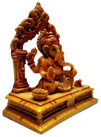 Handcrafted resin Ganesha idol, 426 grams, measuring 10.2x5.1x11.4 cm, ideal for home temple, symbolizing wisdom, prosperity, and divine blessings."