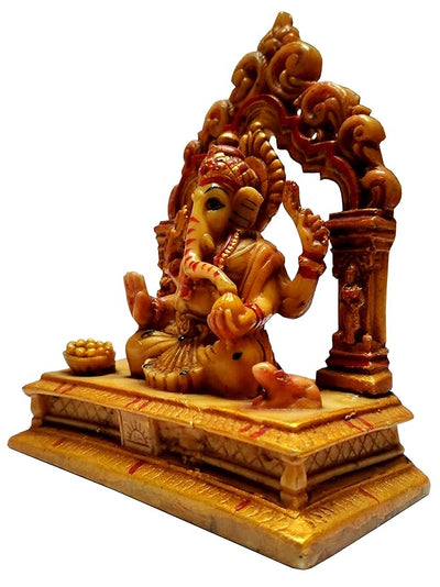 Handcrafted resin Ganesha idol, 426 grams, measuring 10.2x5.1x11.4 cm, ideal for home temple, symbolizing wisdom, prosperity, and divine blessings."