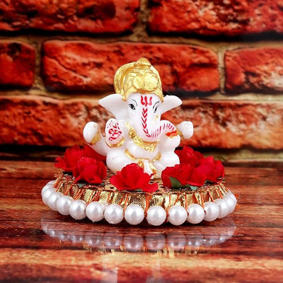 Handcrafted resin Ganesha idol, 21x11 cm, 500g, perfect for car dashboard or home decor. Symbol of blessings, protection, and prosperity.