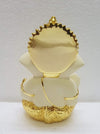 Handcrafted Ganesha idol in gold/silver plating, measuring 4L x 5W x 8.9H cm, symbolizing success and wisdom for your home or car.