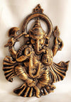 Handmade Aluminium Ganesha wall hanging, 25 cm x 2 cm x 36 cm, featuring intricate details for spiritual decor