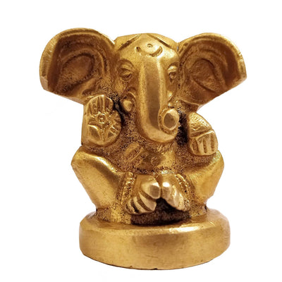 Handmade brass Ganesha idol showpiece, ideal for altar or home decor, symbolizing prosperity and blessings