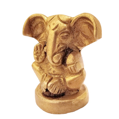 Handmade brass Ganesha idol showpiece, ideal for altar or home decor, symbolizing prosperity and blessings