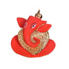 Handmade ceramic Ganesha idol for car dashboard or altar, symbolizing wisdom and prosperity. Compact and beautifully crafted for home décor and gifting."