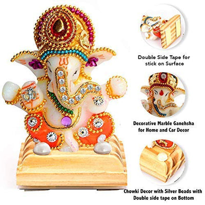 Hindu Gods : Ganesha with Rosewooden Base Idol For Car Dashboard, Home decor & Gift